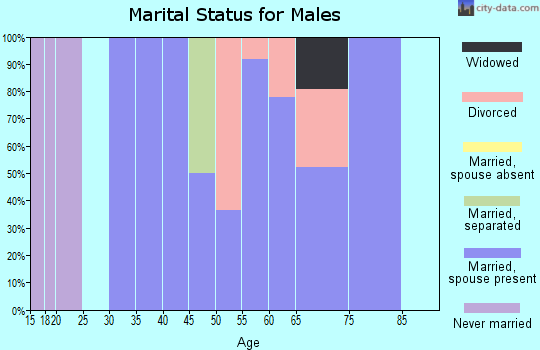 Zip code 74643 marital status for males