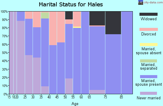 Zip code 74735 marital status for males
