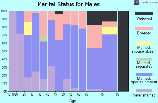 Zip code 74825 marital status for males