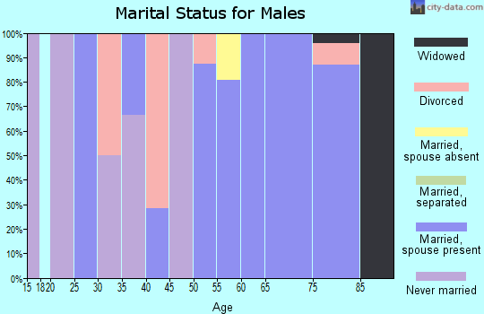 Zip code 74827 marital status for males