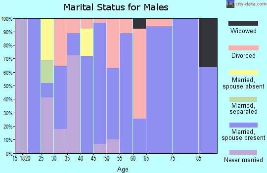 Zip code 74831 marital status for males