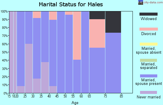 Zip code 74832 marital status for males