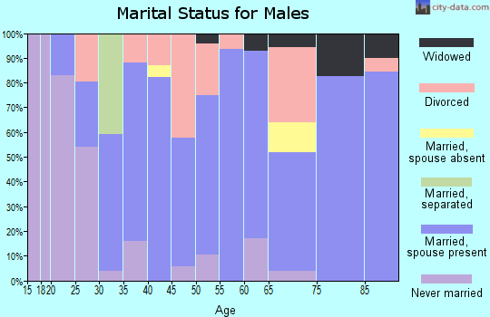 Zip code 74871 marital status for males
