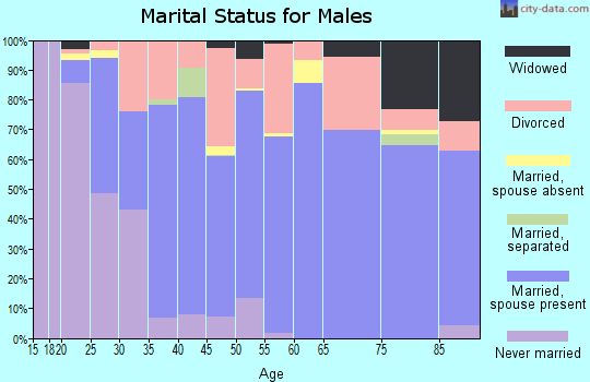 Zip code 74873 marital status for males
