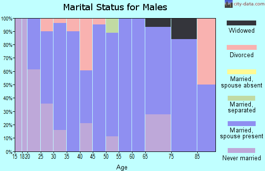 Zip code 74875 marital status for males