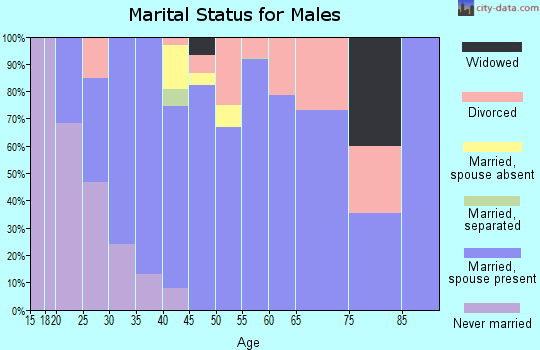 Zip code 75009 marital status for males