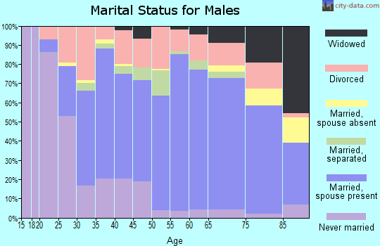 Zip code 75090 marital status for males