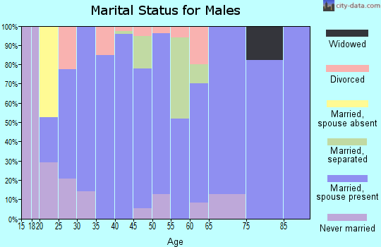 Zip code 75155 marital status for males