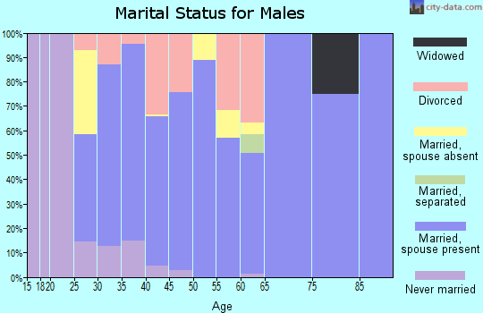 Zip code 75173 marital status for males