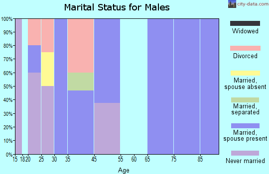 Zip code 75782 marital status for males