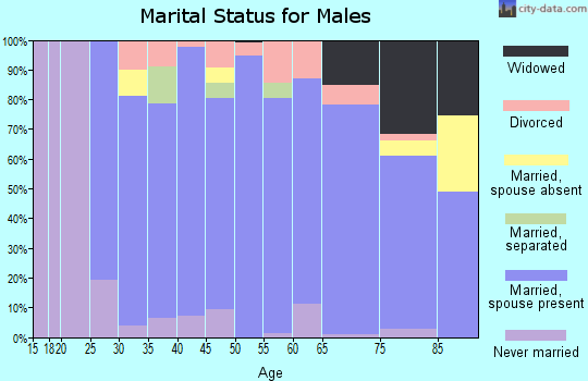 Zip code 76043 marital status for males