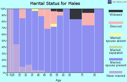 Zip code 76052 marital status for males