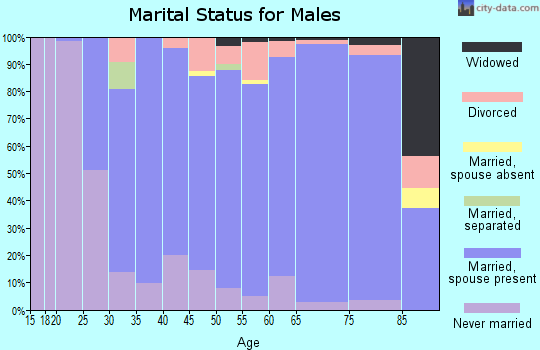Zip code 76054 marital status for males