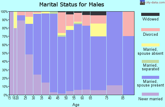 Zip code 76208 marital status for males