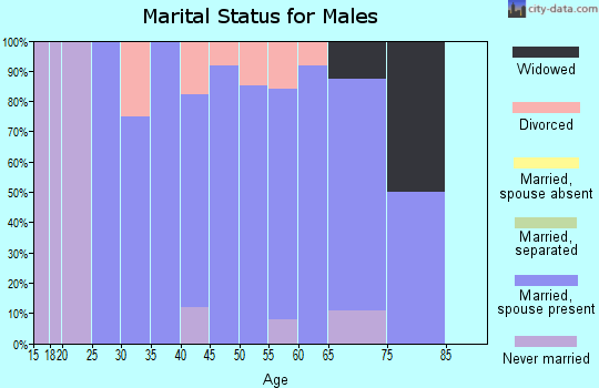 Zip code 76250 marital status for males