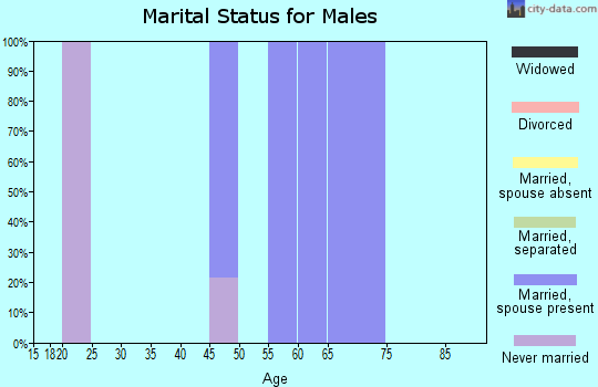 Zip code 76253 marital status for males
