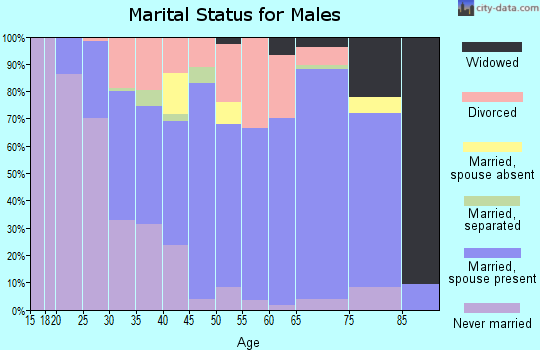 Zip code 76309 marital status for males