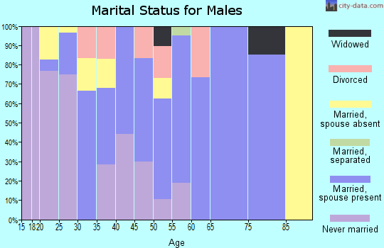 Zip code 76389 marital status for males