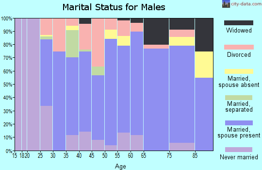 Zip code 76442 marital status for males