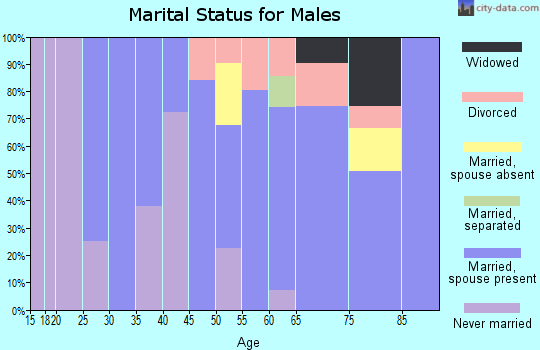 Zip code 76453 marital status for males