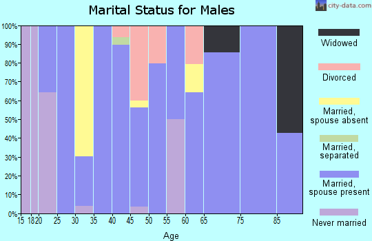 Zip code 76626 marital status for males