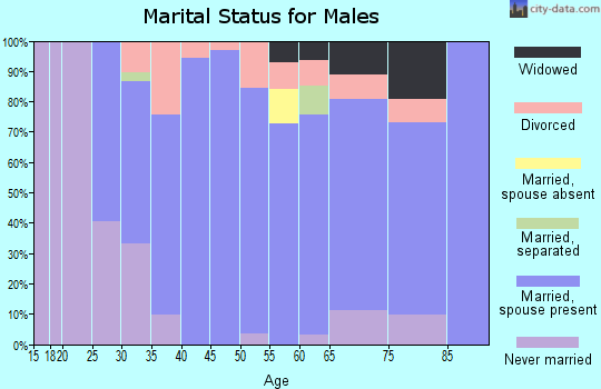 Zip code 76689 marital status for males