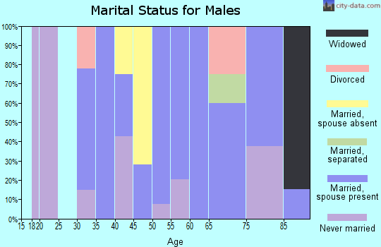 Zip code 76875 marital status for males