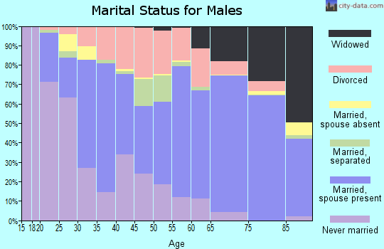 Zip code 80909 marital status for males