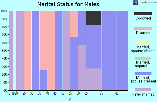 Zip code 82423 marital status for males