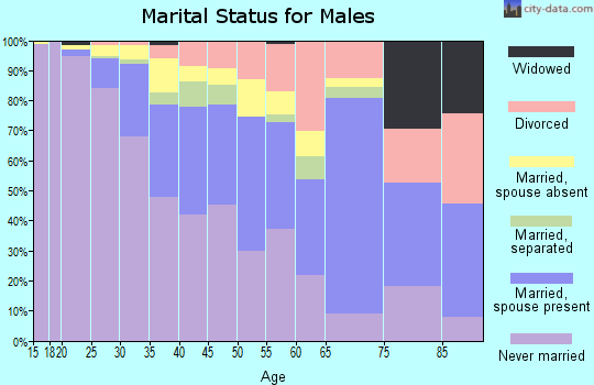 Zip code 90038 marital status for males