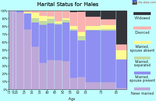 Zip code 90042 marital status for males