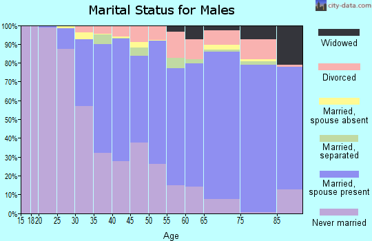 Zip code 90049 marital status for males
