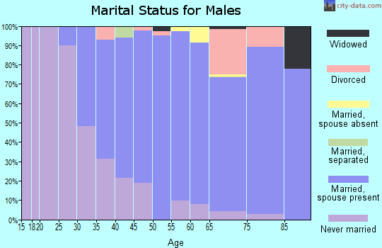 Zip code 90077 marital status for males