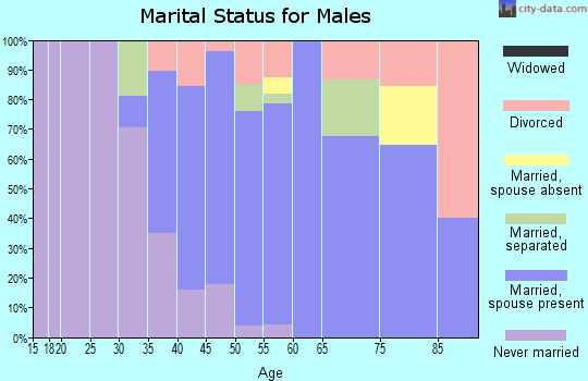 Zip code 90290 marital status for males