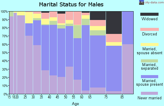 Zip code 90303 marital status for males