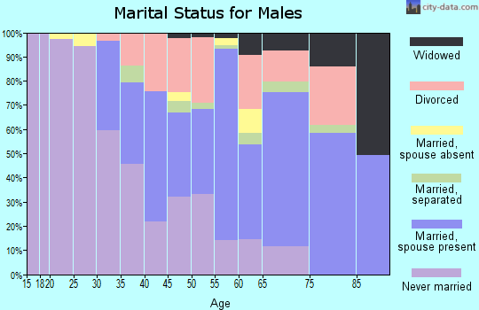 Zip code 90305 marital status for males