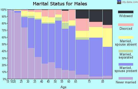 Zip code 90723 marital status for males