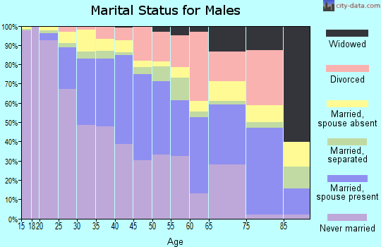 Zip code 90813 marital status for males