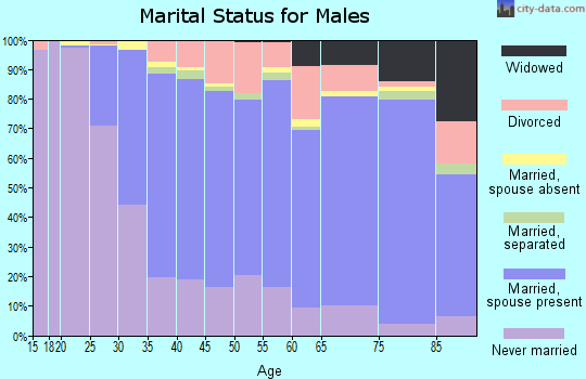 Zip code 90815 marital status for males