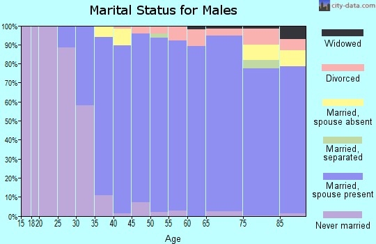 Zip code 91011 marital status for males