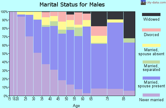 Zip code 91340 marital status for males