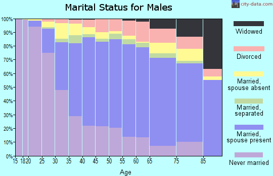 Zip code 91342 marital status for males