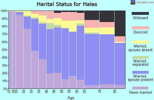 Zip code 91343 marital status for males