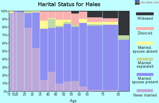 Zip code 91362 marital status for males
