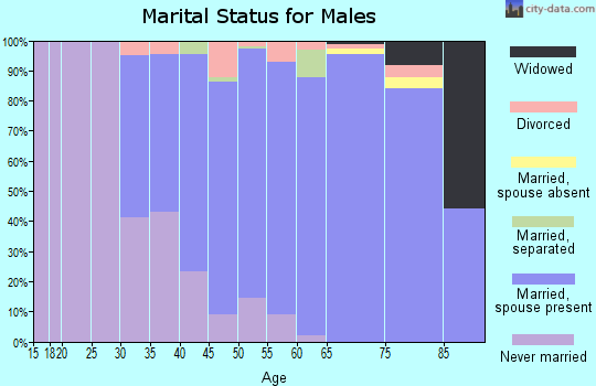 Zip code 91436 marital status for males