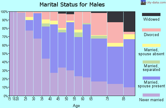 Zip code 91604 marital status for males