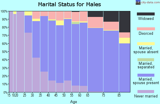 Zip code 92009 marital status for males