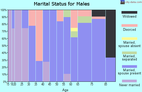 Zip code 92281 marital status for males