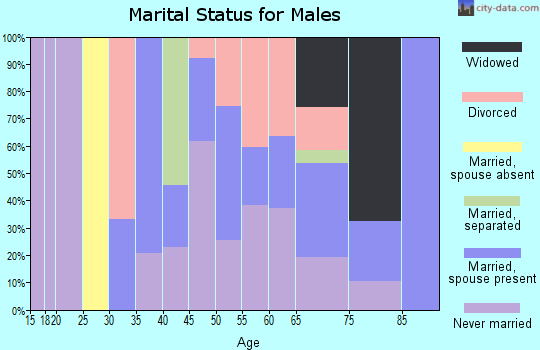 Zip code 92285 marital status for males