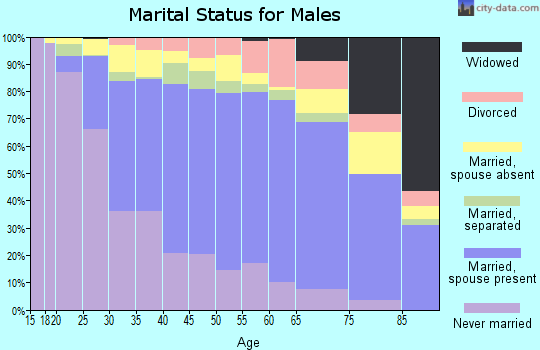 Zip code 92805 marital status for males